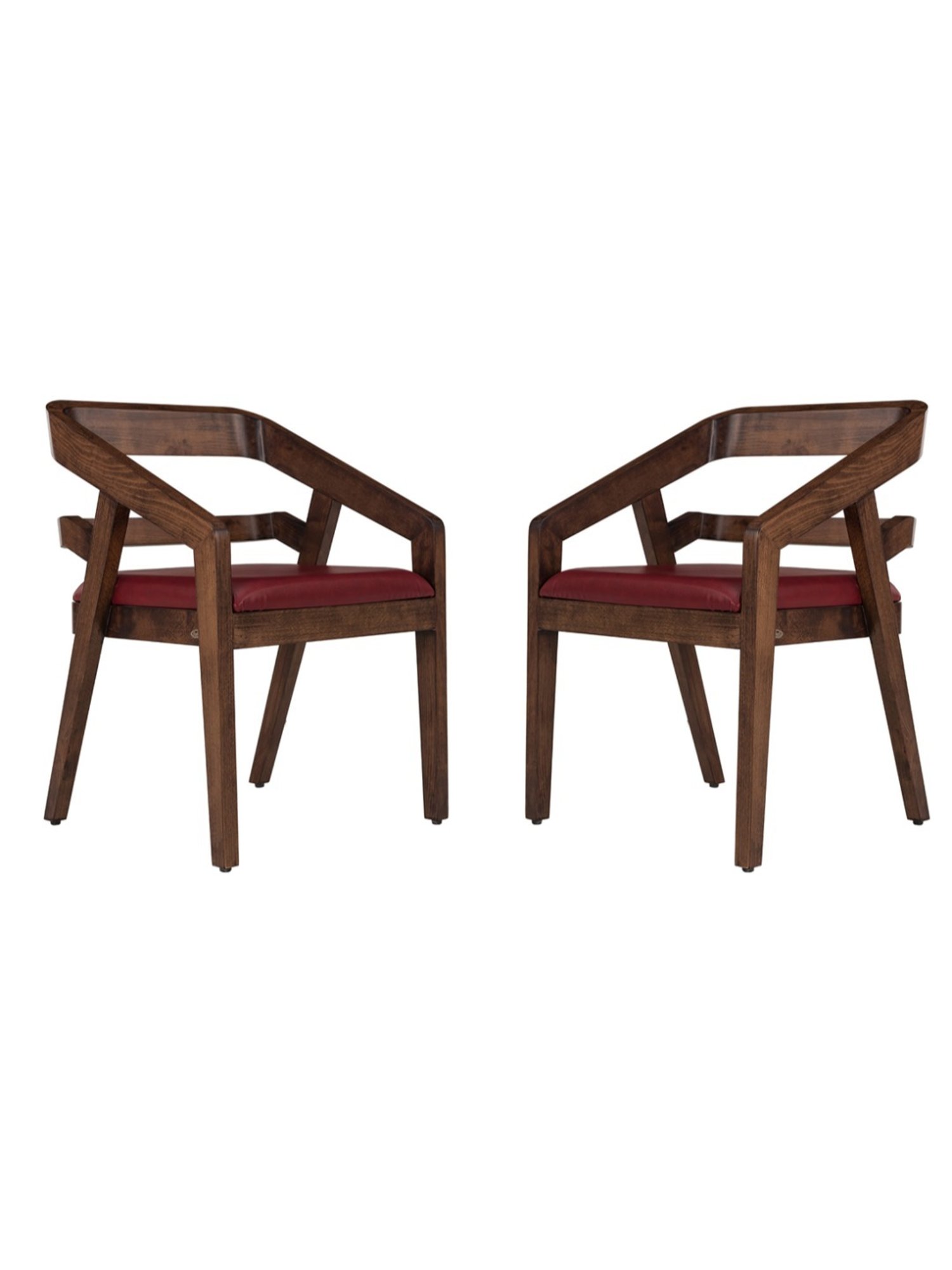 Durian Amelia Burgundy Solid Wood & Premium Leatherette Dining Chair in Red Finish