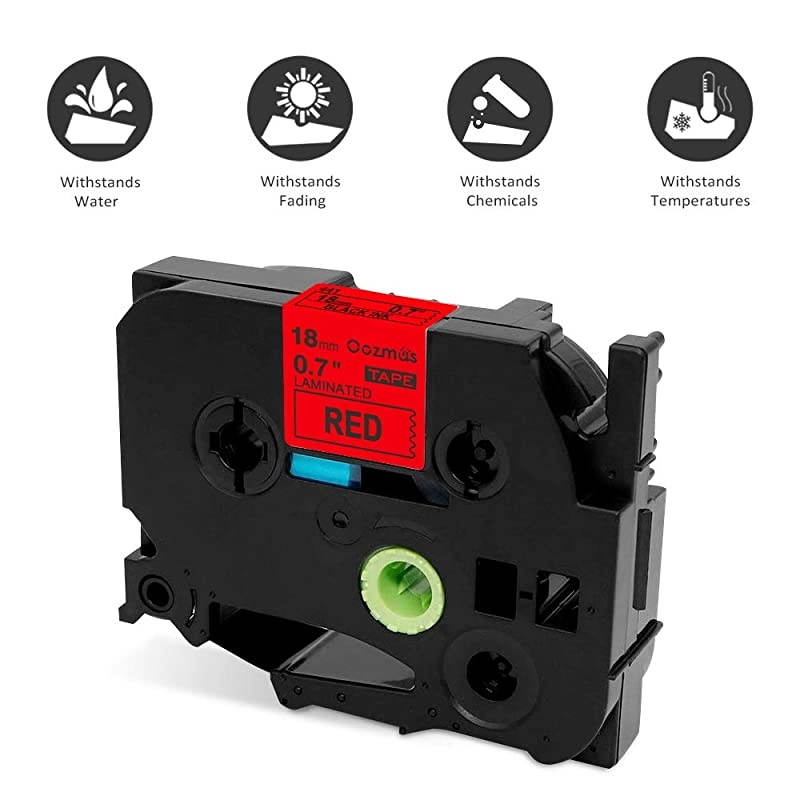 TZe Tape Black on Red Compatible with Brother PTouch TZe441 Standard Laminated Label Tape 262 ft8m4 Pack