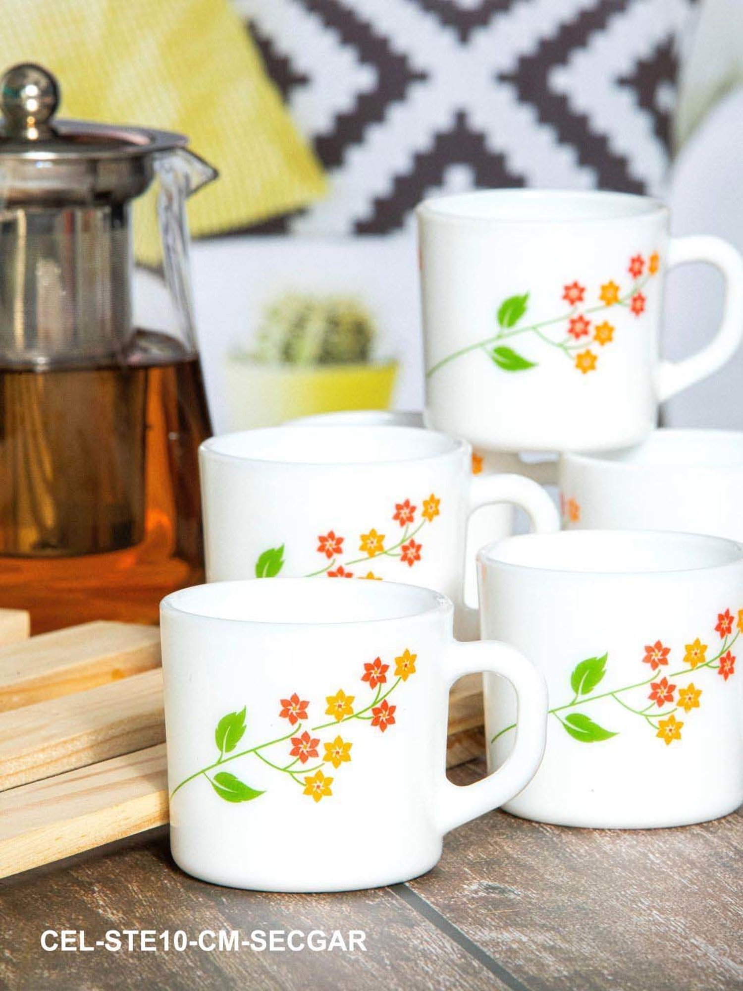 Cello Multicolor Glass Coffee Mug (0.1 L) - Set of 6