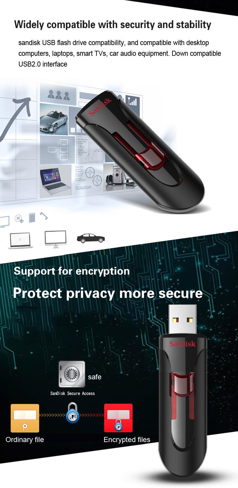 SanDisk Cruzer Glide CZ600 USB 3.0 Pen Drives 16GB/32GB/64GB/128GB Super Speed Flash Drive Pendrive U Disk Specification:16 GB