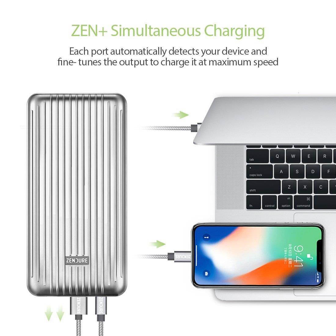 Zendure A6PD 20,100 mAh Portable Charger with USB-c input/output - Silver