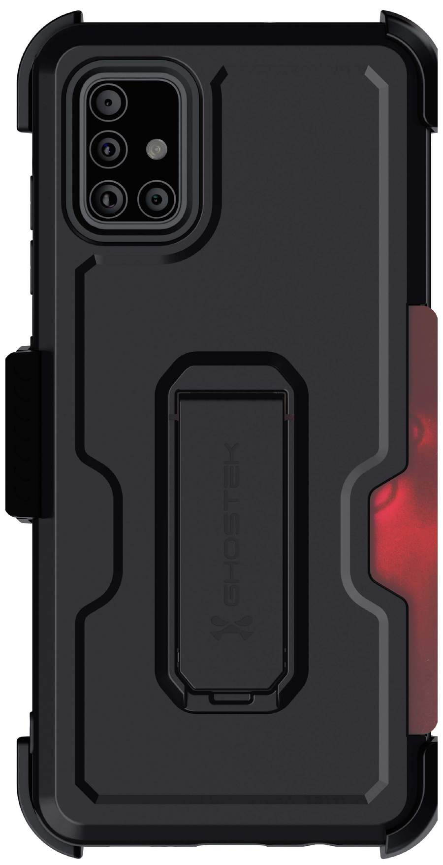 Ghostek Iron Armor Belt Clip Galaxy A11 Case with Holster, Card Holder and Stand Protective Full Body Cover with Heavy Duty Protection Slim Matte Design Galaxy A11 (6.4") (Matte Black)