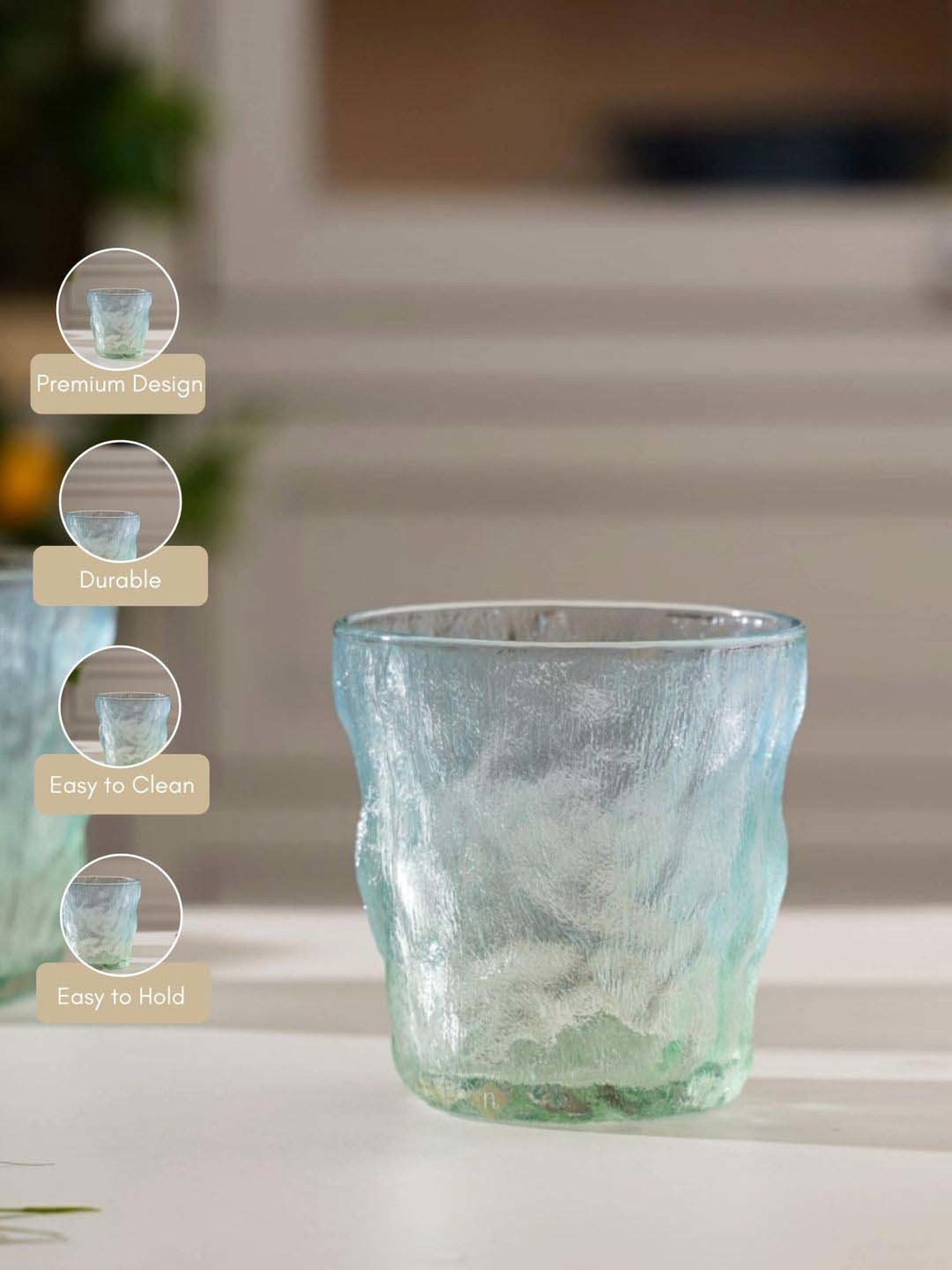 Nestasia short ombre glacier high heat resistant lead-free Glass for serving drinks(Set of 6, 250ml)