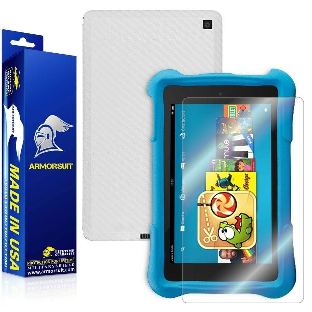 ArmorSuit MilitaryShield Amazon Fire HD 6 Kids Screen + White Carbon Fiber Skin