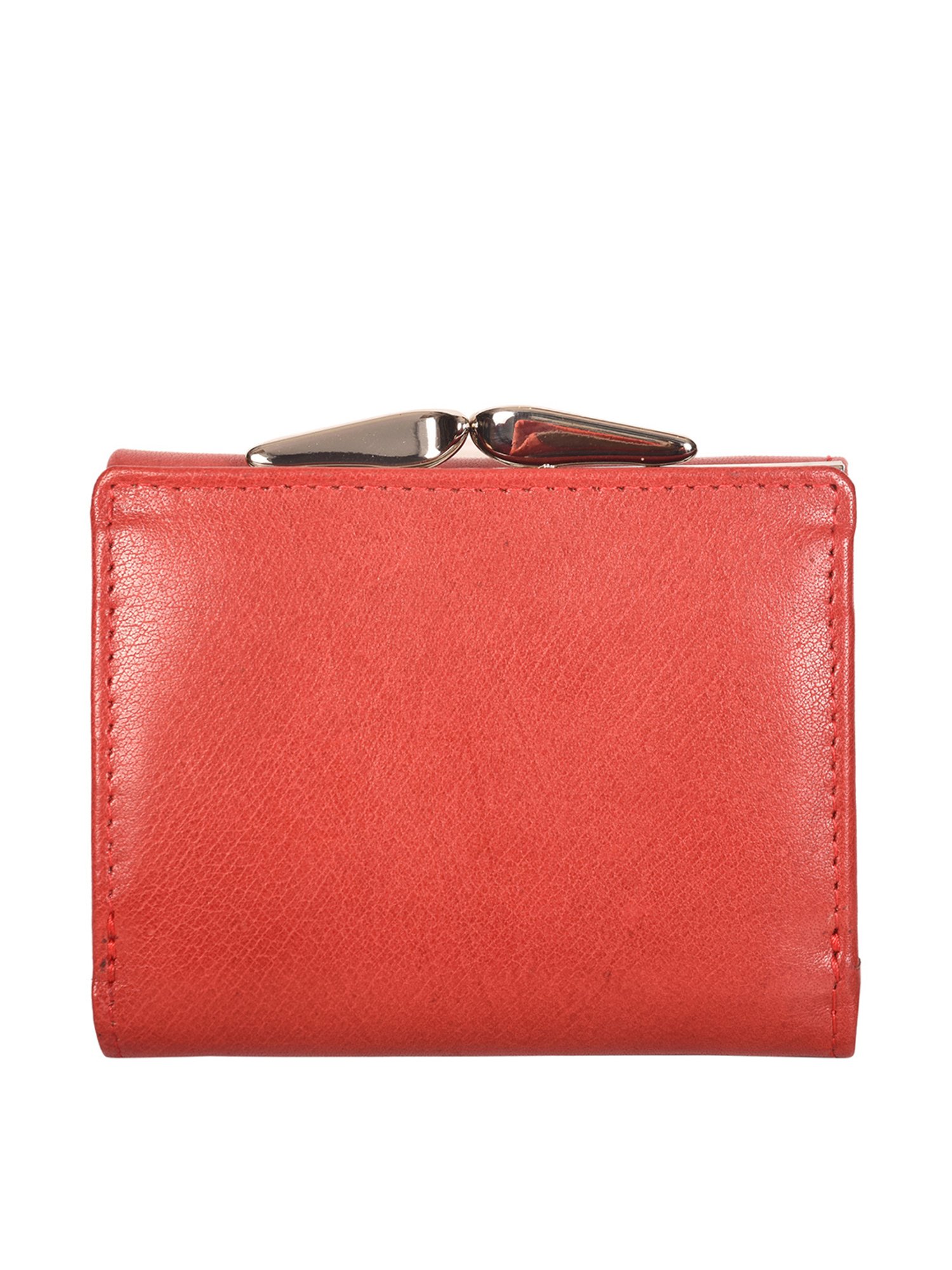 SASSORA Red Textured Rfid Tri-Fold Wallet for Women