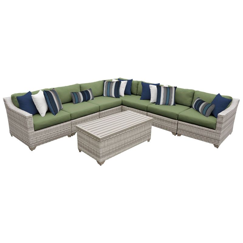 Fairmont 8pc Patio Sectional Seating Set with Cushions - Cilantro - TK Classics