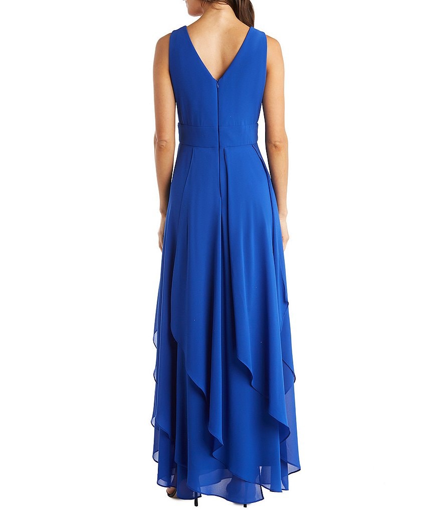 R & M Richards Beaded Waist Chiffon Gown