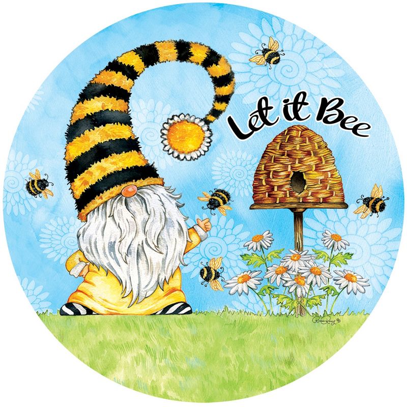 Home & Garden 12.0" Gnome And Bees Stepping Stone Hive Daisies Custom Decor  -  Stepping Stones And Pathways