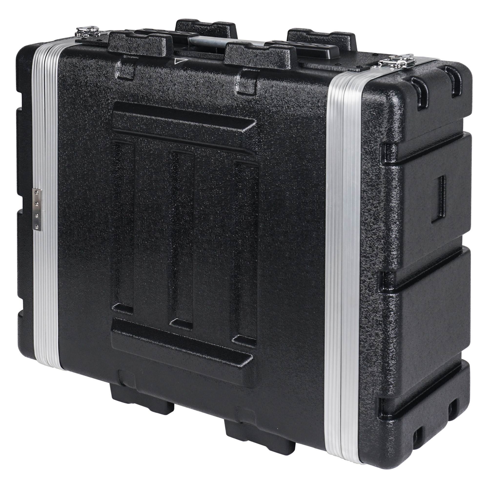 Sound Town Lightweight 4U PA DJ Rack/Road Case with ABS Construction, 19&rdquo; Depth and Heavy-Duty Latches (STRC-A4U)