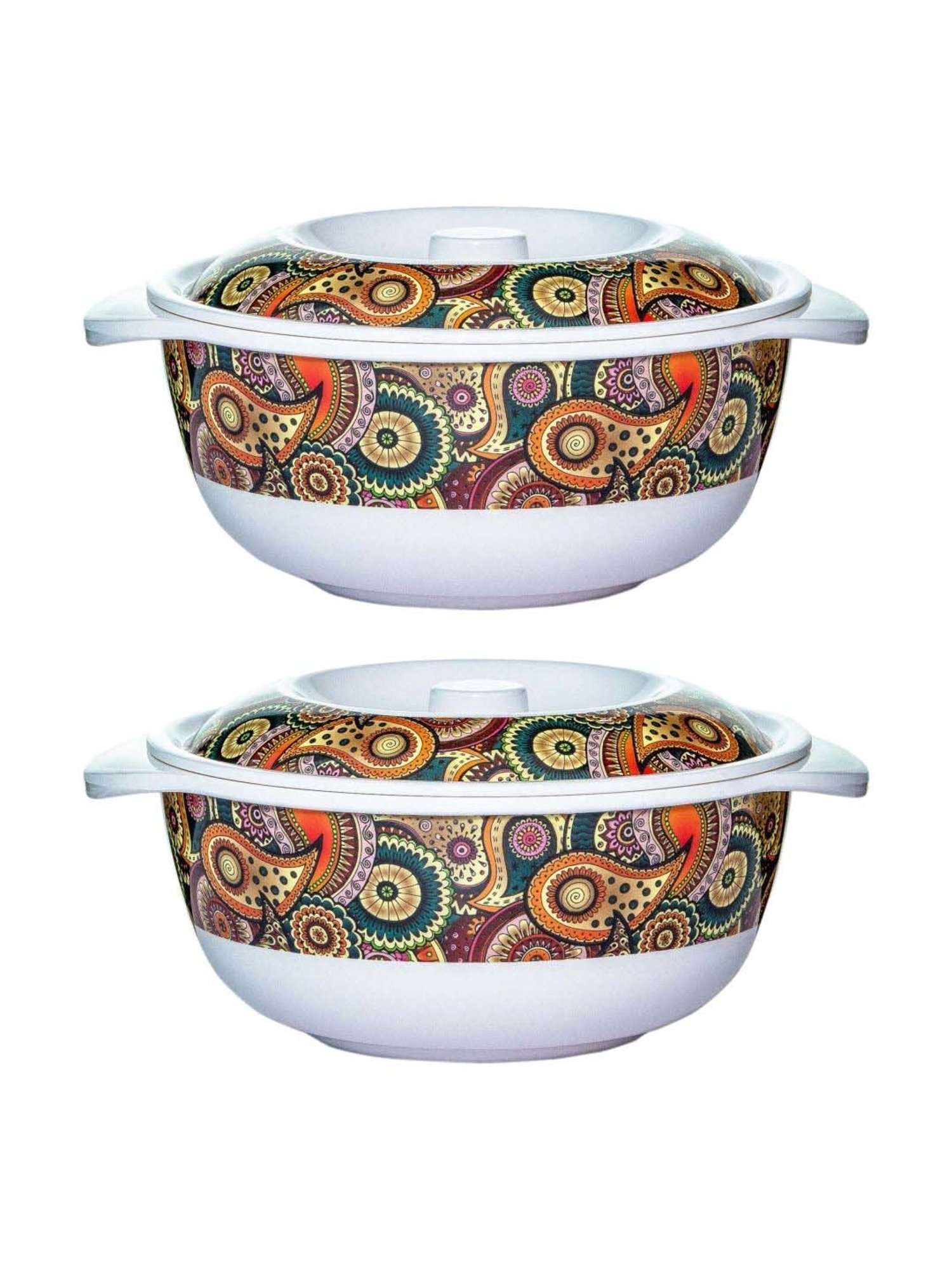 Servewell Tribal Paisley Multicolor Melamine Serving Casserole Set (1.25 L) - Set of 4