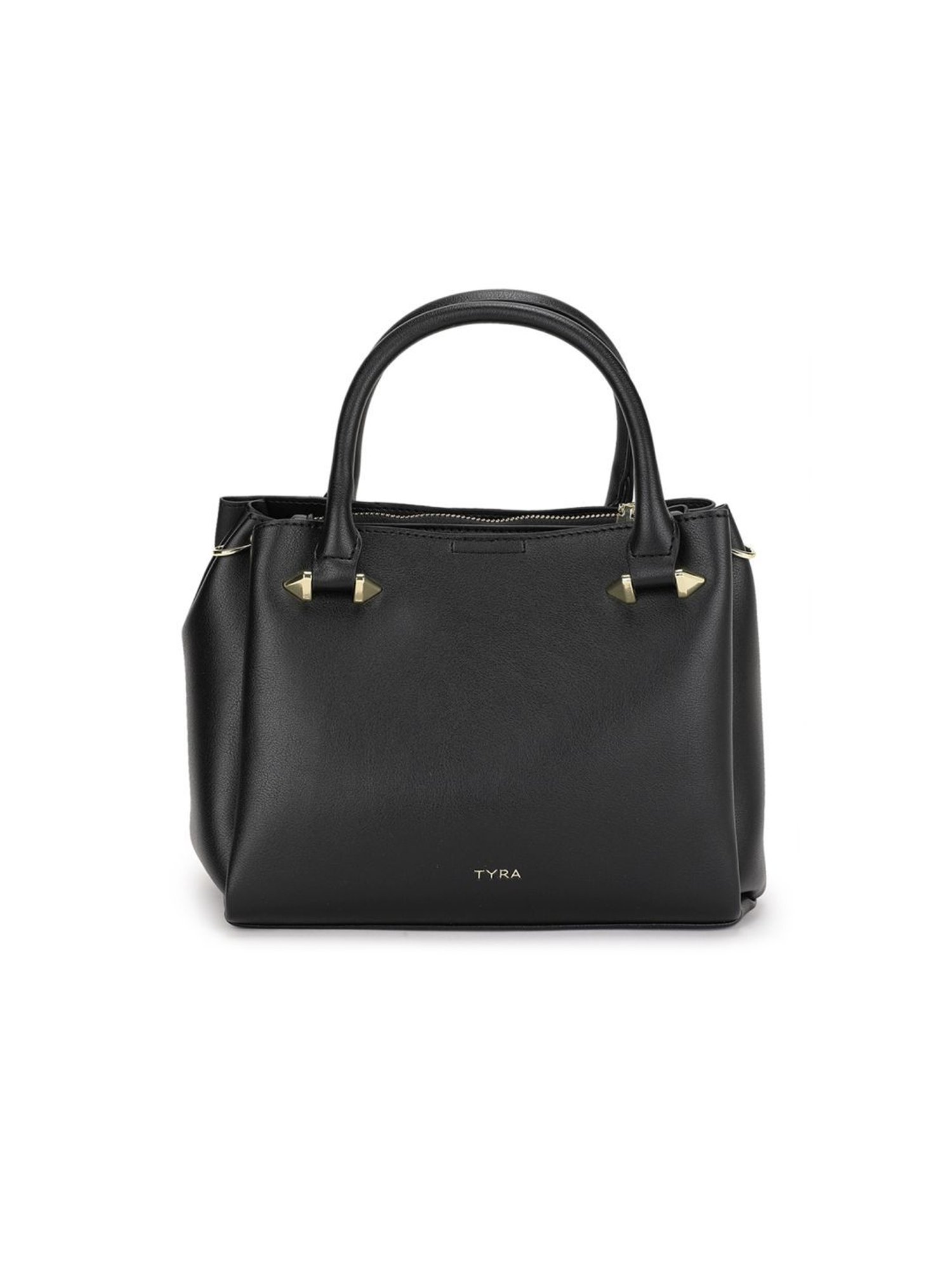 Tyra Olivia Black Solid Faux Leather Handbag