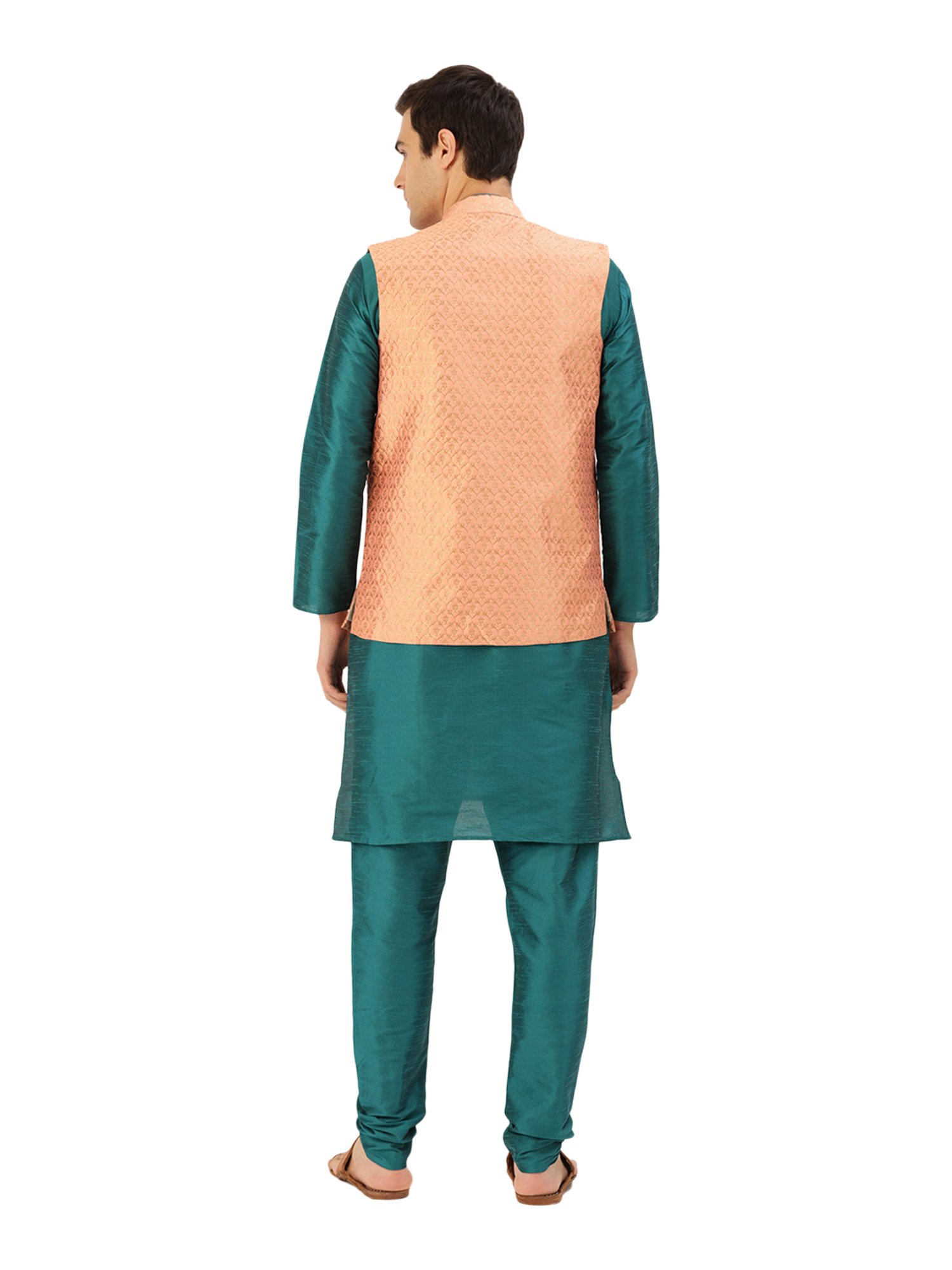 Sojanya Teal Green & Peach Printed Suit