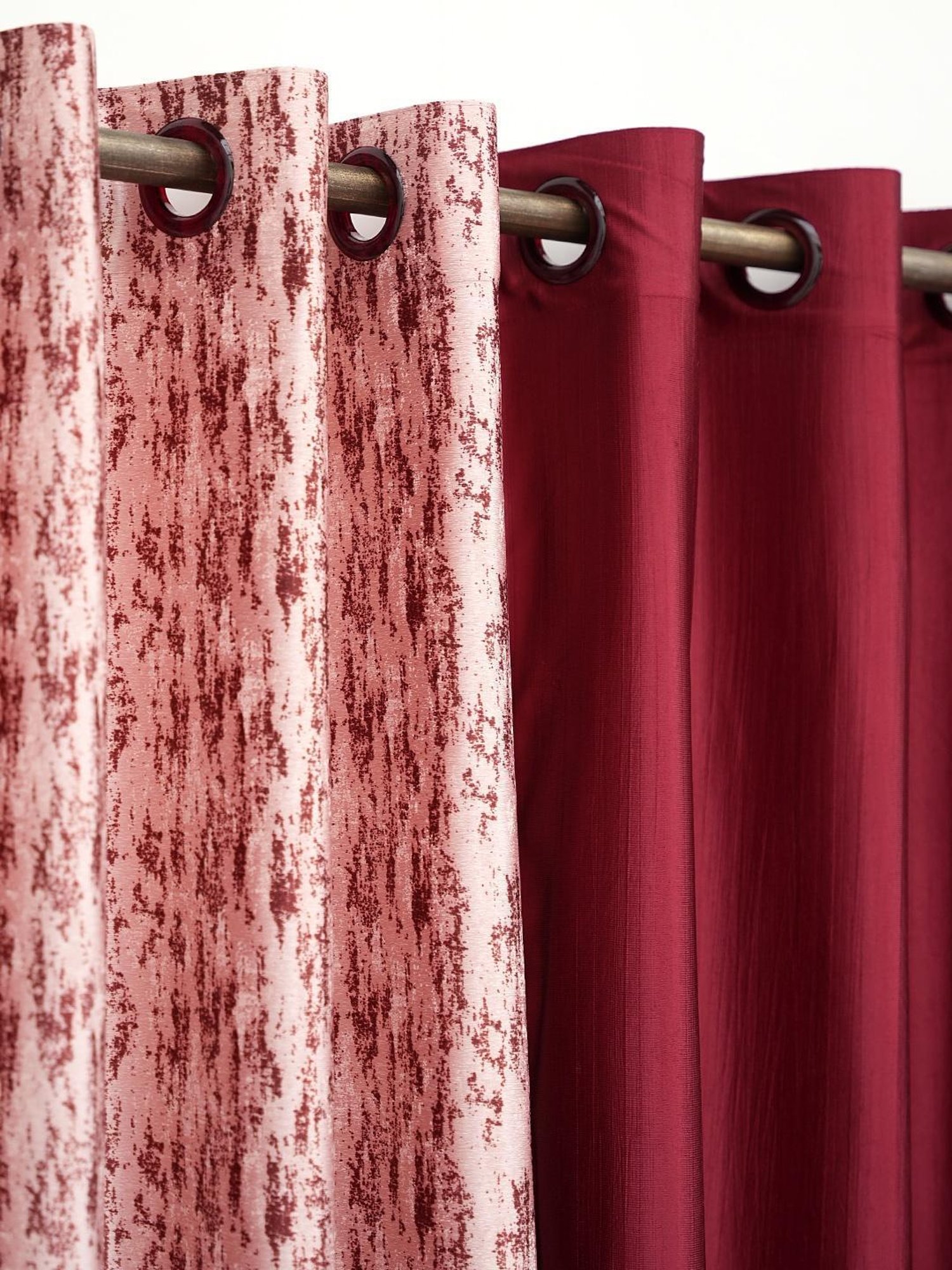 Ariana Rosewood & Quinn Abstract Maroon Polyester 5 ft Window Curtains - Set of 2