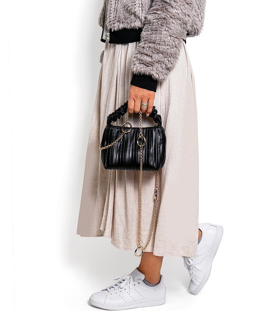 House of Want We Brunch Pleated Ruched Mini Vegan Leather Tote Bag