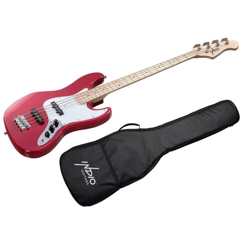 Monoprice Indio Jamm Bass - Wine Red, With Gig Bag