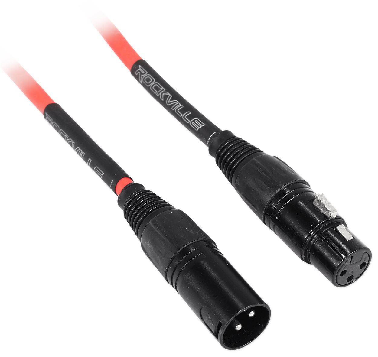4 rockville 10' female to male rean xlr mic cable 2 red and 2 blue