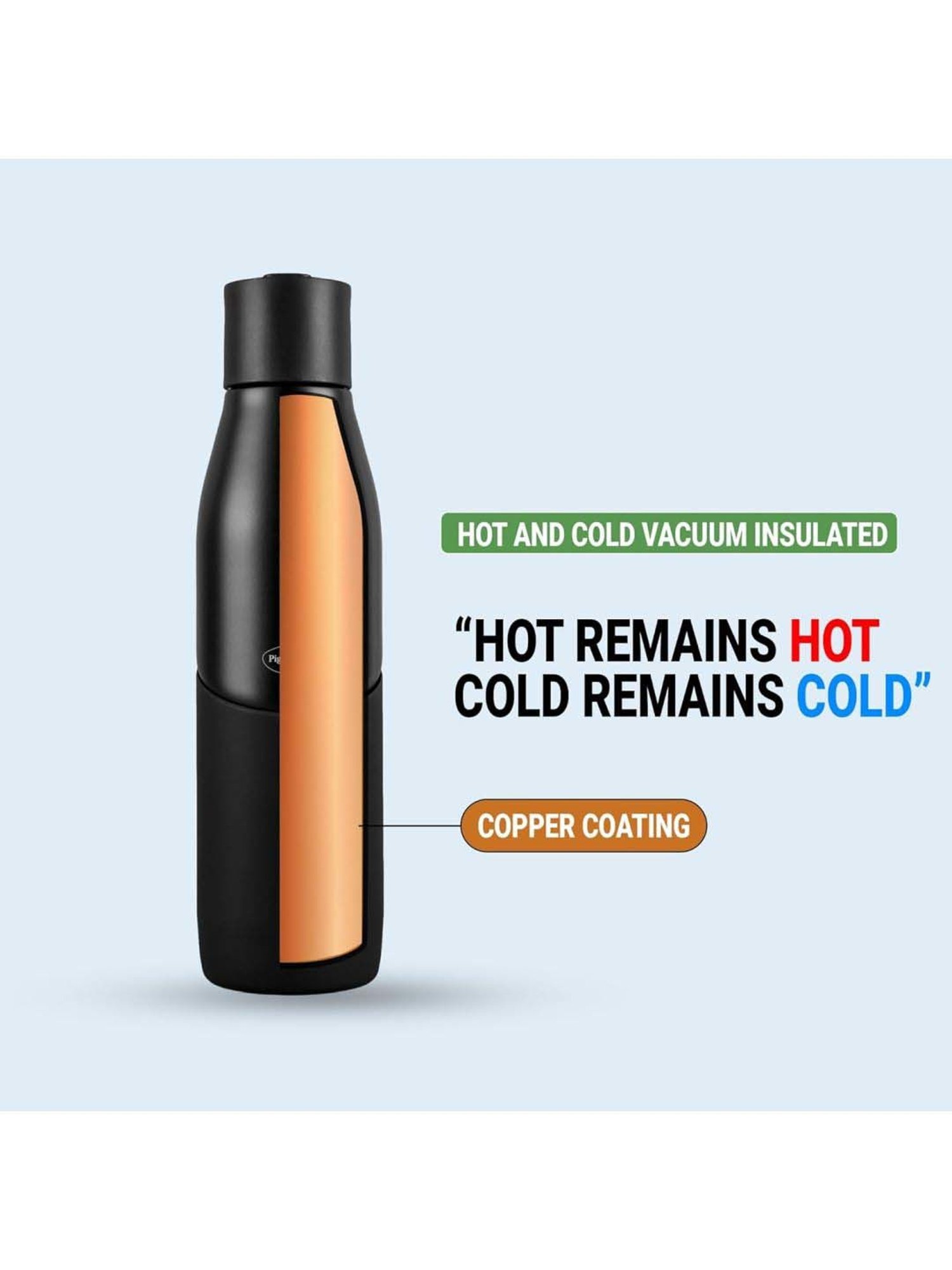 Pigeon Black Stainless Steel Luxe Thermos Flask With Straw (0.75 L)