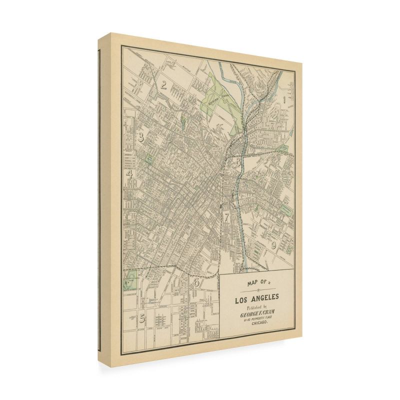 14" x 19" Wild Apple Portfolio 'Map of Los Angeles' Unframed Canvas Art - Trademark Fine Art