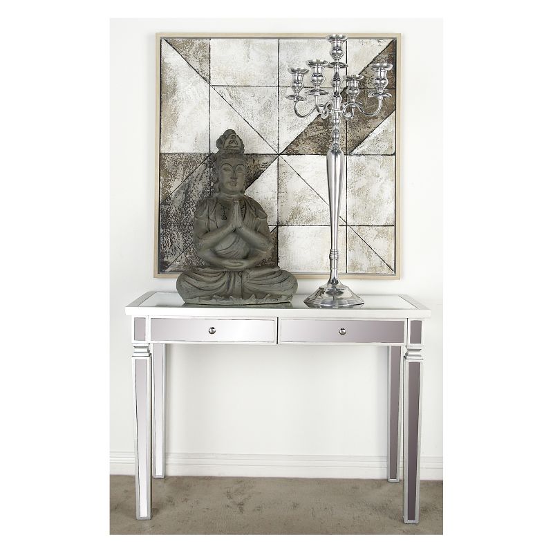 Wood and Mirror 2 Drawer Vanity Desk White - Olivia & May