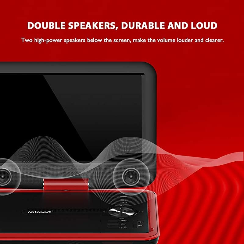 115 Portable DVD Player with SD CardUSB Port 5 Hour Rechargeable Battery 95 EyeProtective Screen Support AVin Out Region Free Red