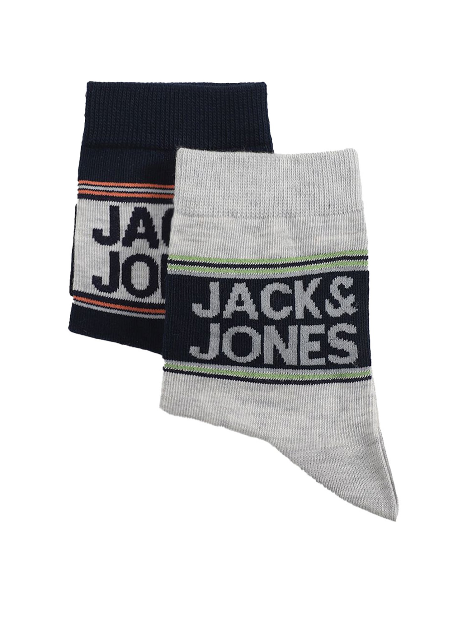 Jack & Jones Jacstripe Multicolor Cotton Solid Calf Length Socks - Pack of 2