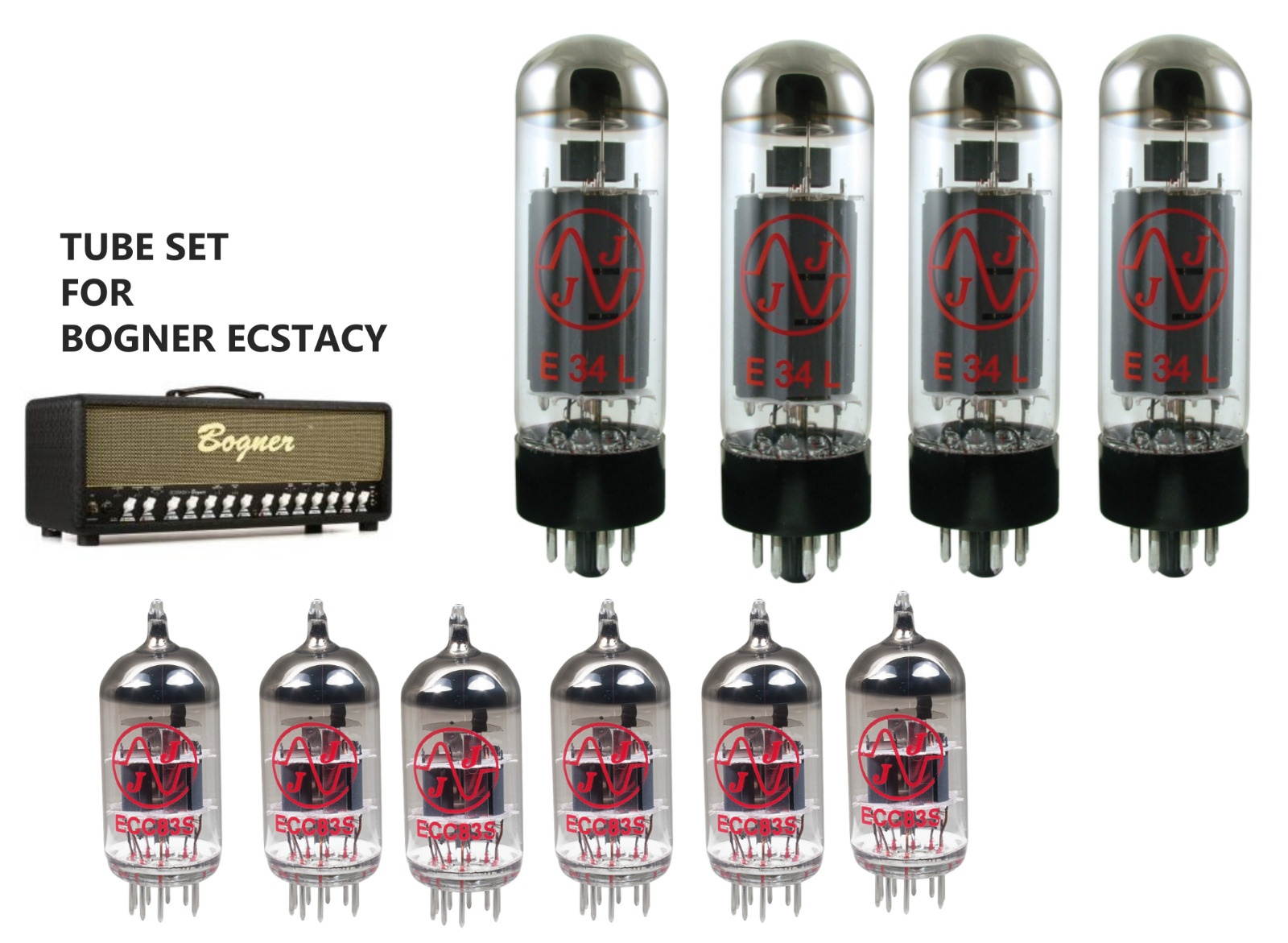 Tube Set - for Bogner Ecstacy Requires: 4 &times; E34L   6 X 12AX7 JJ Electronics
