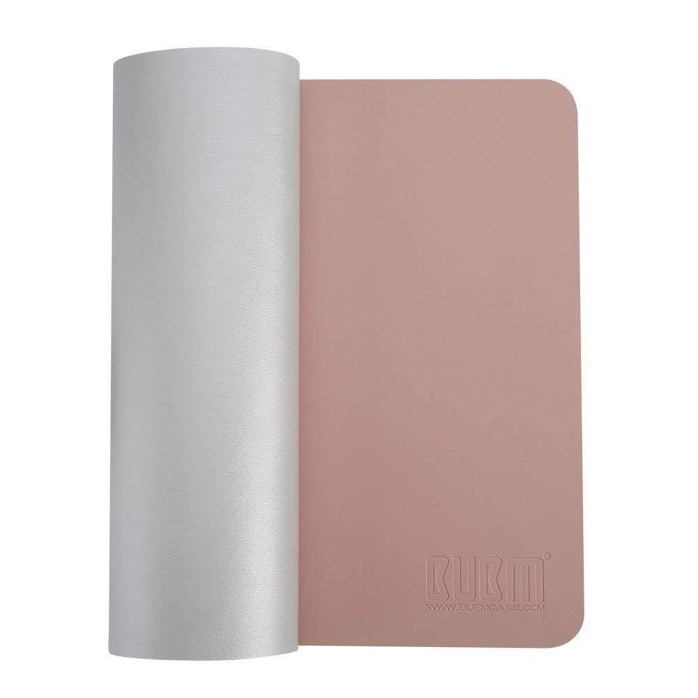 BUBM PU Leather Mouse Pad Mat Waterproof, Perfect Desk Writing Mat for Office and Home,Ultra Thin 2mm - 31.5"x15.8" (Pink)