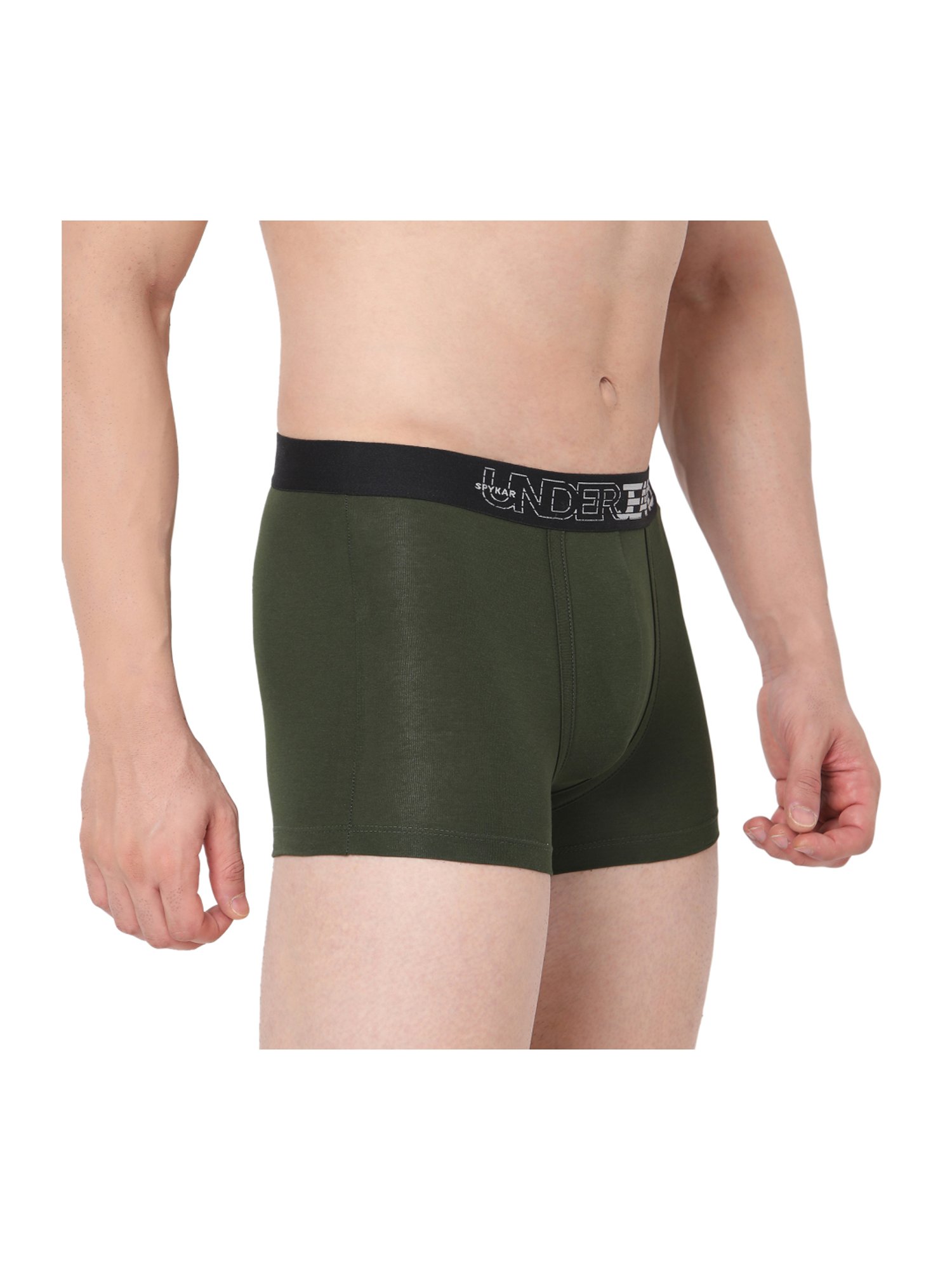 UnderJeans by Spykar Olive Green Cotton Trunks