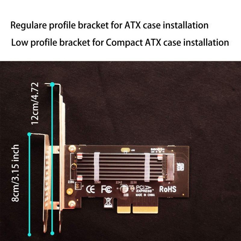 GLOTRENDS M.2 PCIe 4.0 Adapter with 3mm Thick M.2 Heatsink for M.2 PCIe SSD (NVMe and AHCI), PCI-E GEN4 Full Speed, Desktop PC Installation