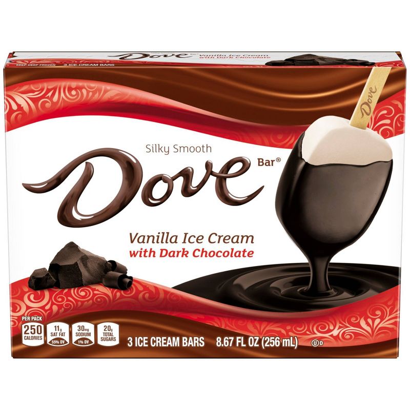 Dove Vanilla & Dark Chocolate Ice Cream Bar - 3ct