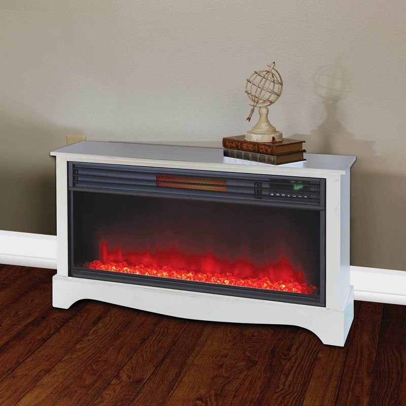 LifeSmart LifeZone Electric Infrared Quartz Standing Fireplace Heater, White