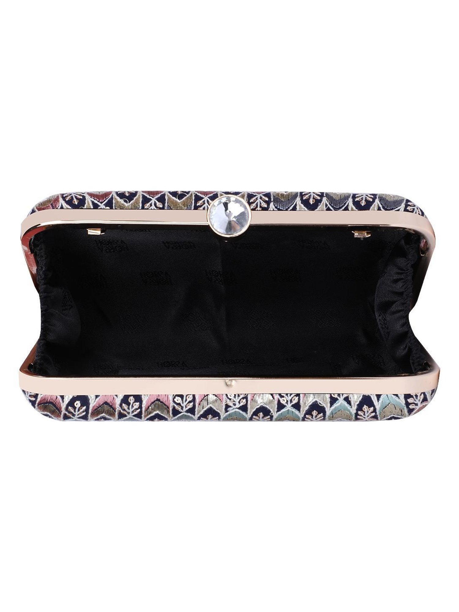Horra Dark Blue Embellished Clutch