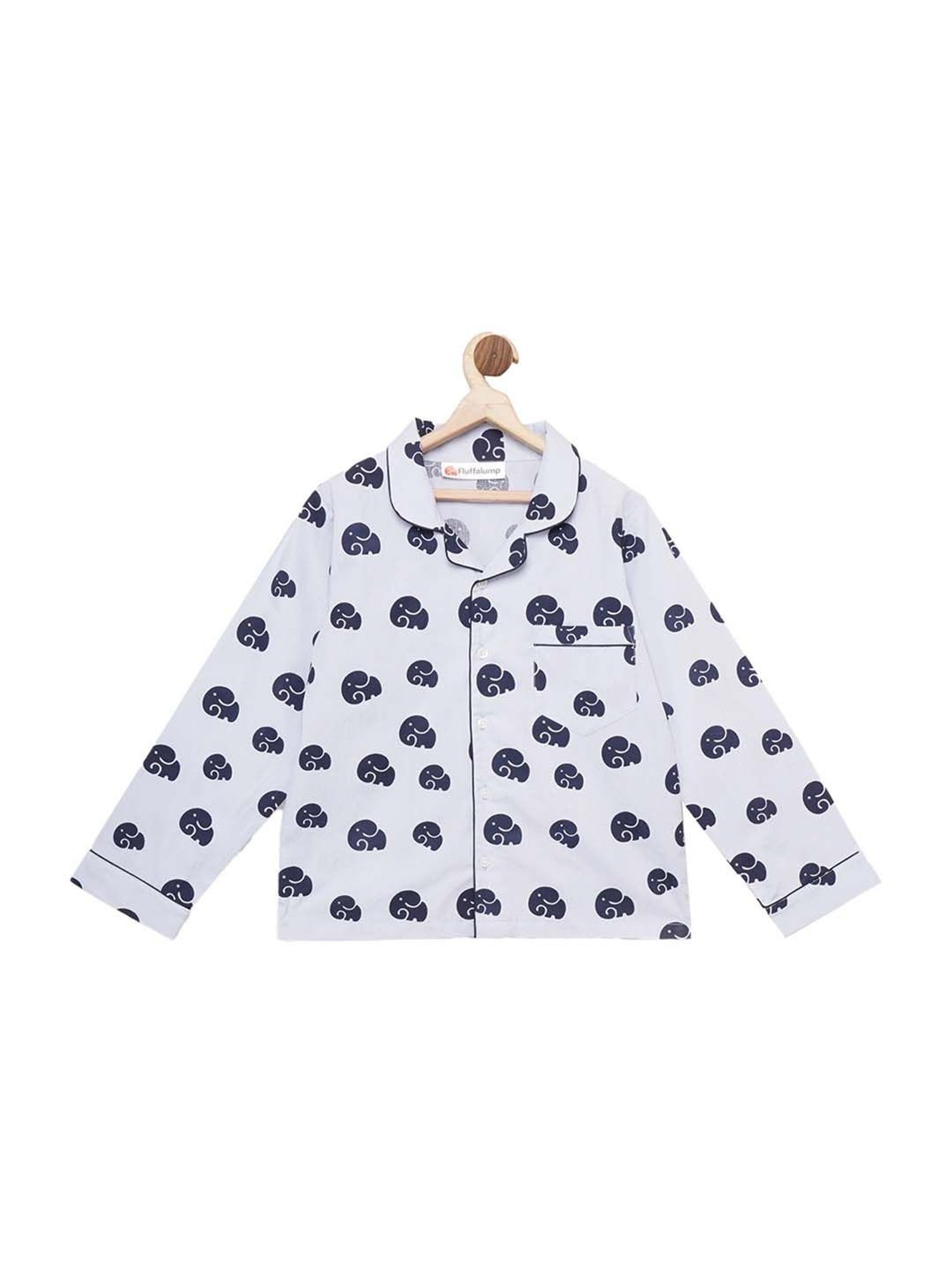 Fluffalump Boys Multicolor Cotton Printed Nightwear Top & Pants Set