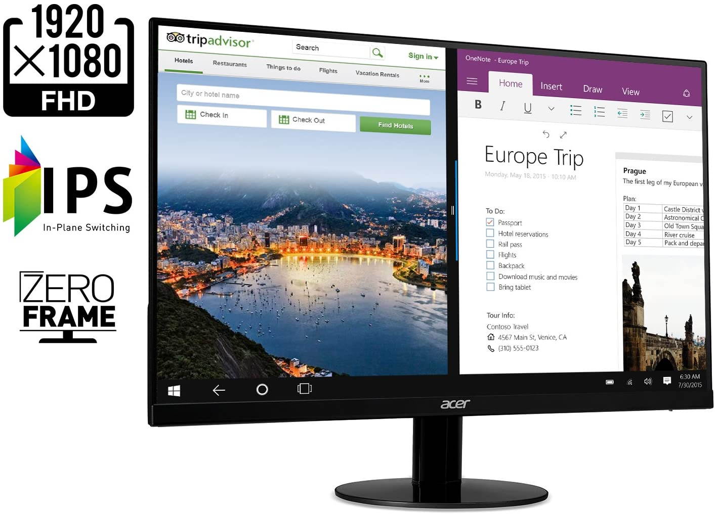 21.5 Inches Full HD (1920 x 1080) IPS Ultra-Thin Zero Frame Monitor (HDMI & VGA port), Black