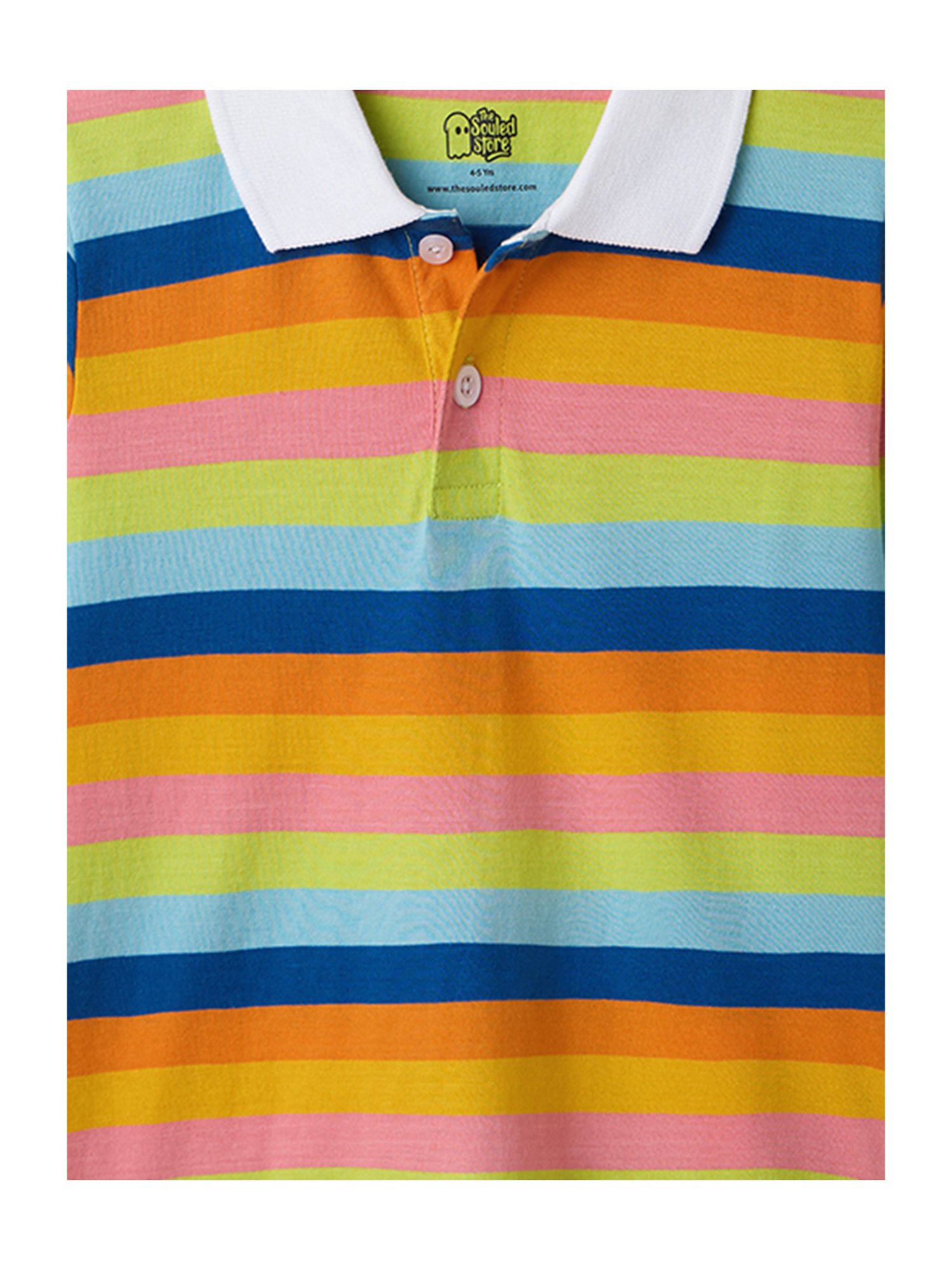 The Souled Store Kids Multicolor Striped Full Sleeves Polo T-Shirt