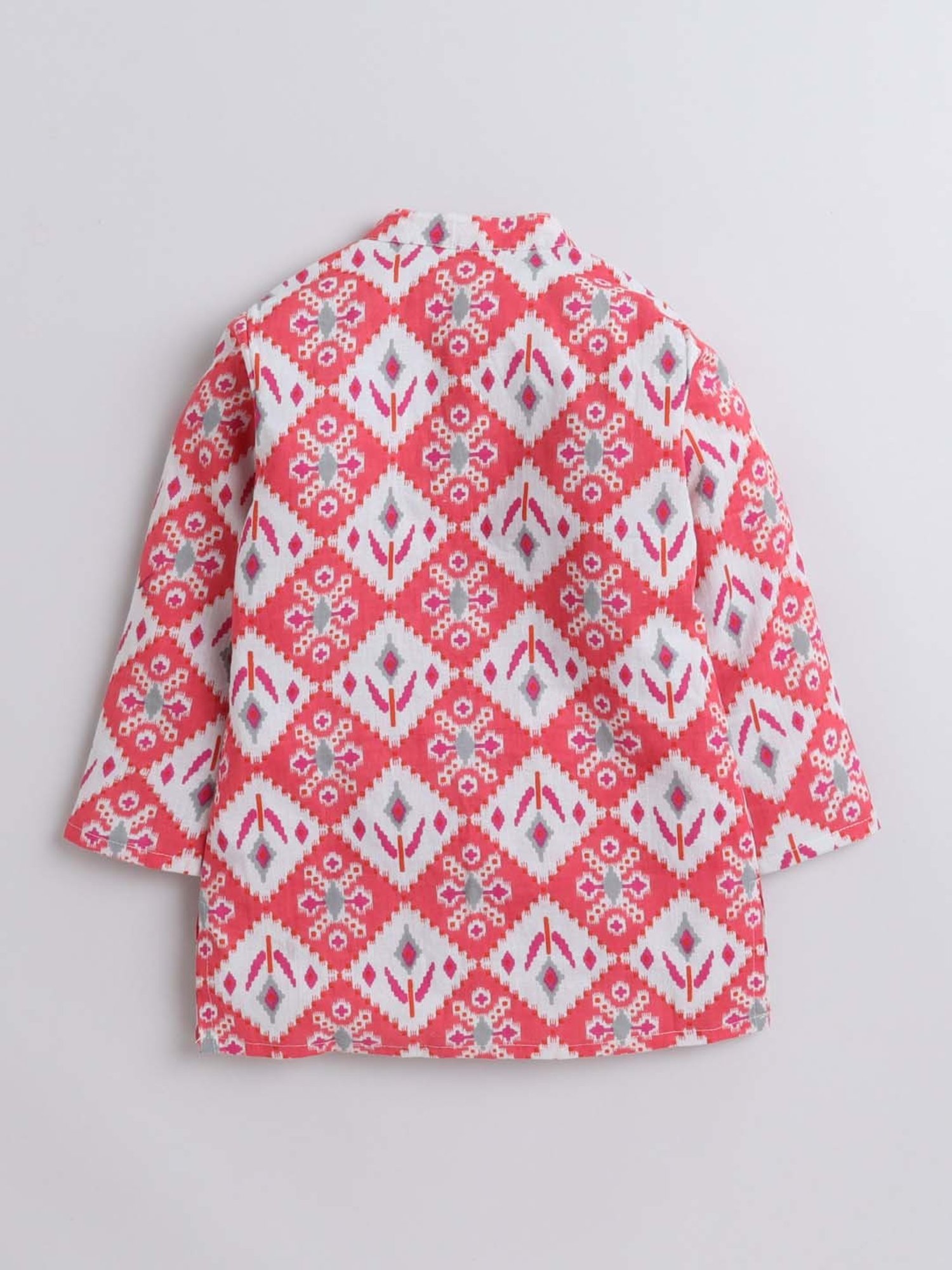 The Magic Wand Kids Red & White Cotton Printed Full Sleeves Kurta Set