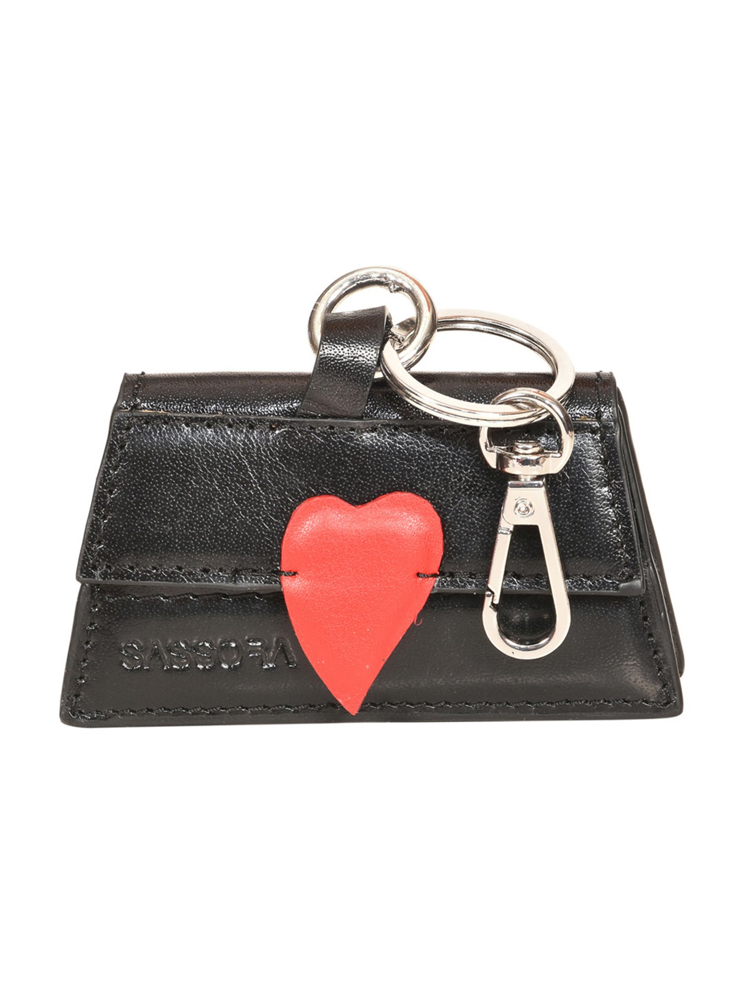 SASSORA Aria Black & Red Leather Small Key Case