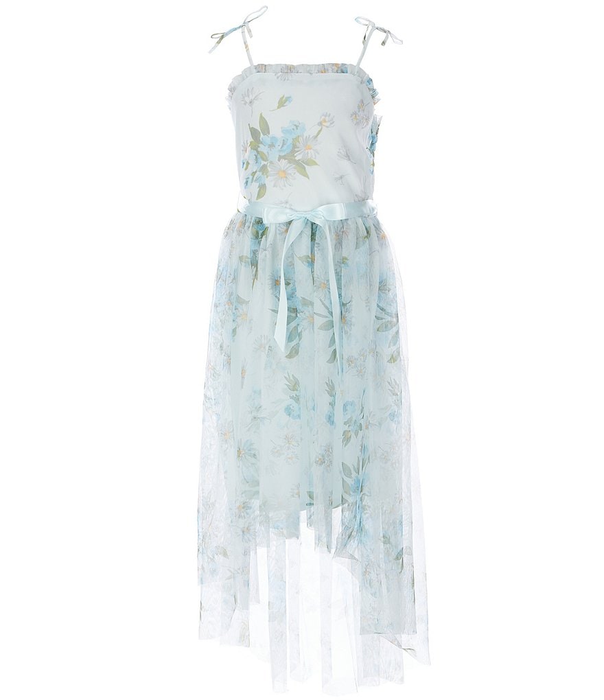 Zunie Big Girls 7-16 Floral Mesh Hi-Low Dress