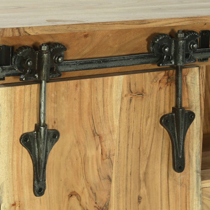 Laymon Modern Industrial Handcrafted Acacia Wood Live Edge Sideboard with Sliding Door Natural/Black - Christopher Knight Home