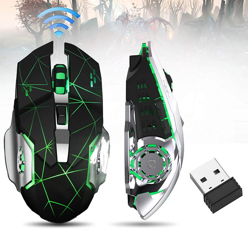 Zgeer Rechargeable Wireless Gaming Mouse, Bluetooth USB Computer Mouse, 2.4G LED Color Changing Optical Silent, Auto Sleeping, 4 Adjustable DPI, Compatible with Laptop/PC/Notebook (Black)