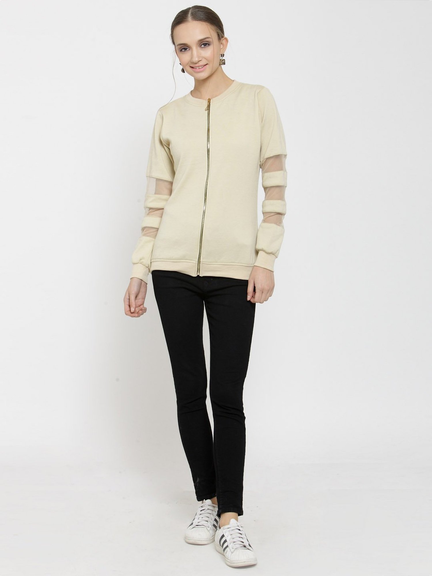 Belle Fille Beige Full Sleeves Sweatshirt