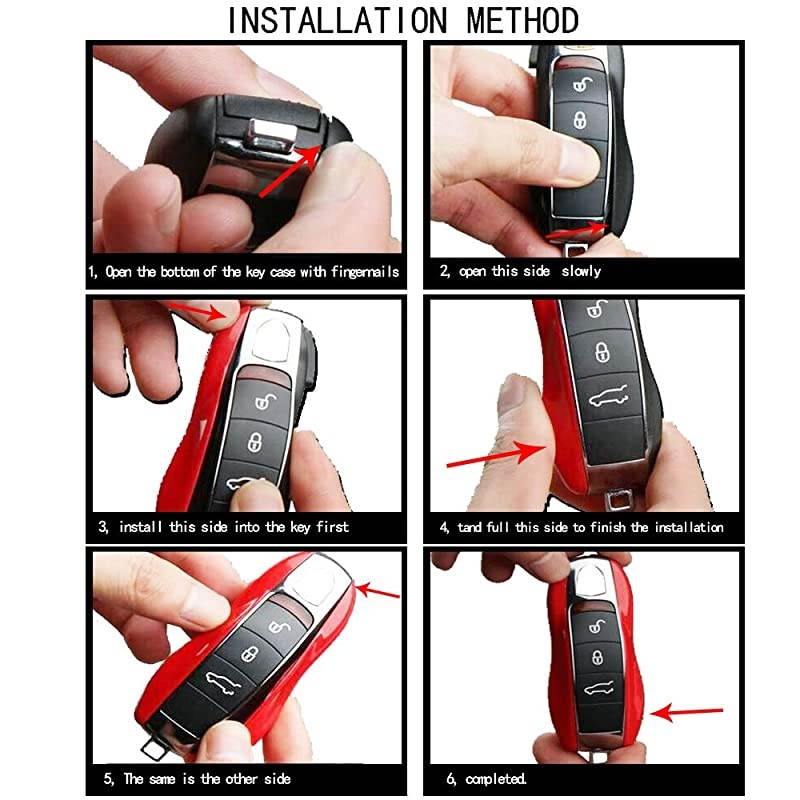 Smart Protectors Keyless Remote Key Cases Shell Car Key Case Platic Cover Case Cover Side Blades for Porsche Cayenne PanameraGloss Blue