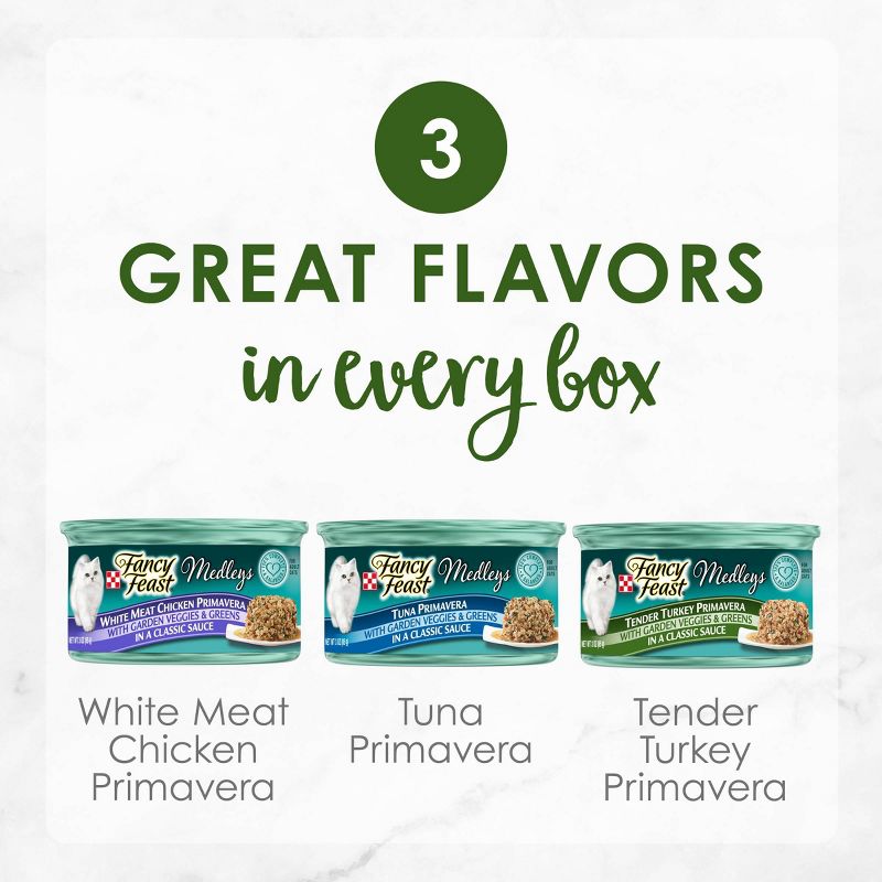 Purina Fancy Feast Medleys Gourmet Wet Cat Food In a Classic Sauce Primavera Collection - 3oz/12ct Variety Pack