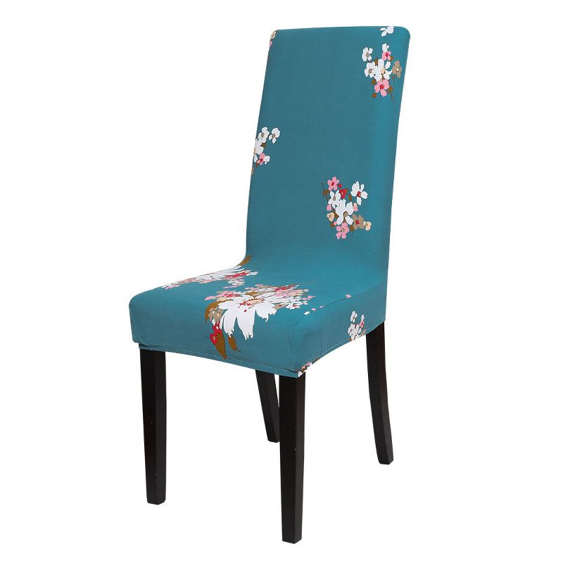 1 Pc Polyester Spandex Floral Print Fit Home Dining Chair Slipcovers Multicolored  - PiccoCasa