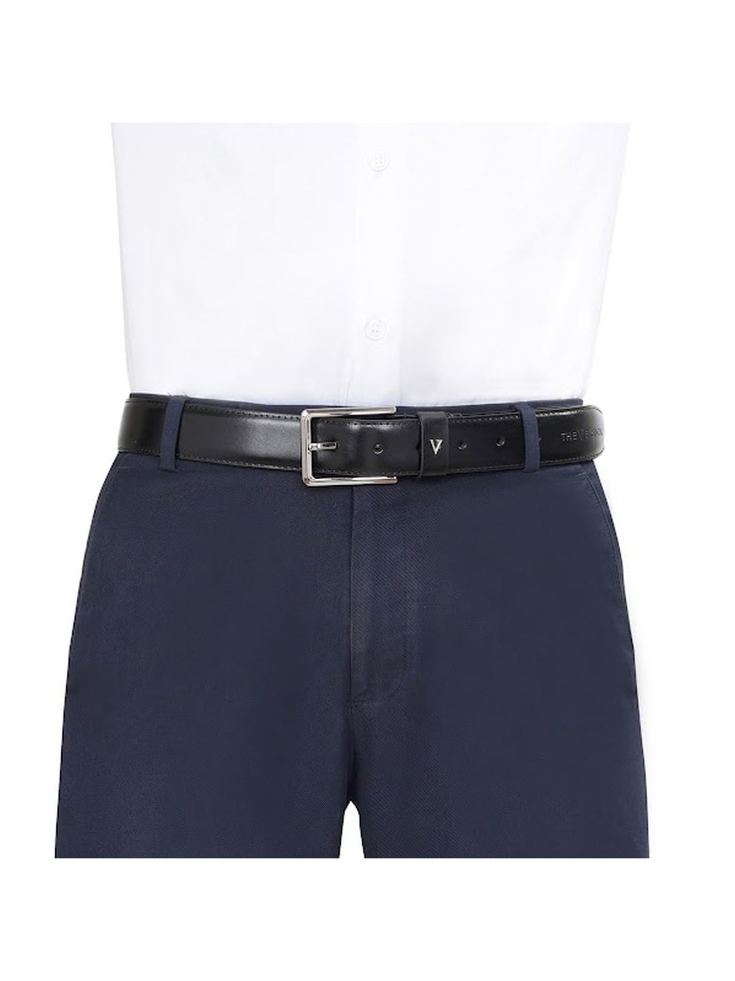 The Vertical Black Leather Formal Belt for Men