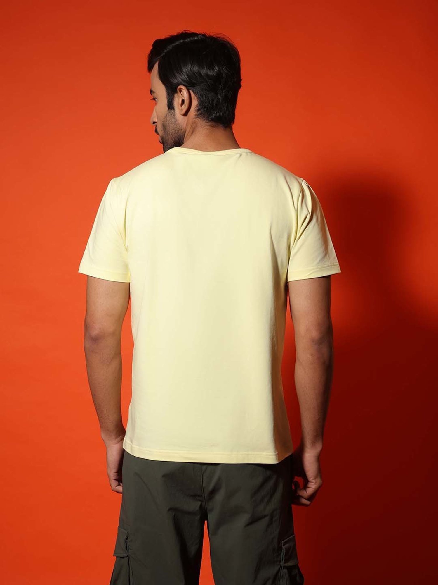 SUBTRACT Lemon Yellow Regular Fit Crew T-Shirt