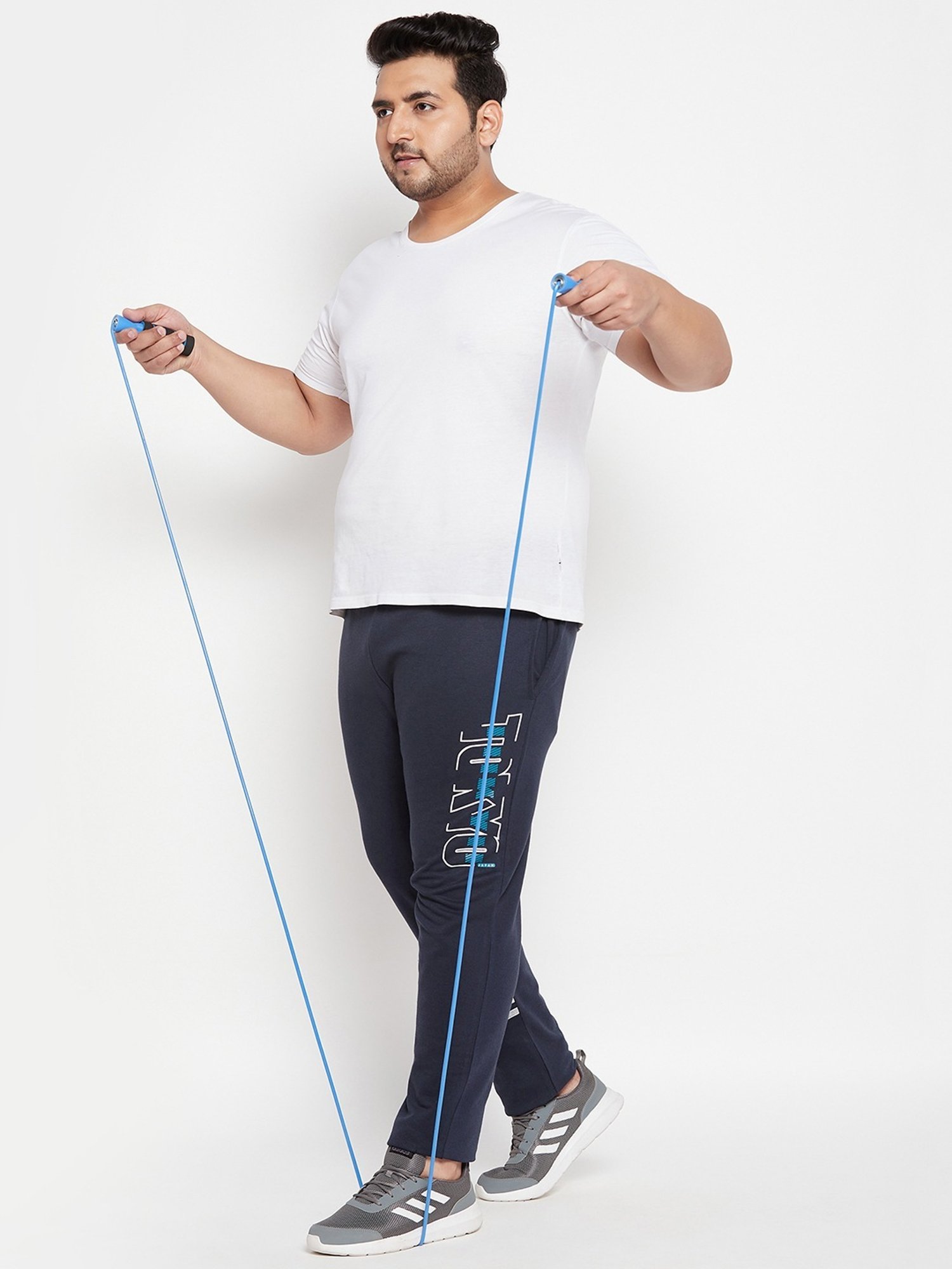 Bigbanana Navy Blue Cotton Regular Fit Printed Trackpants