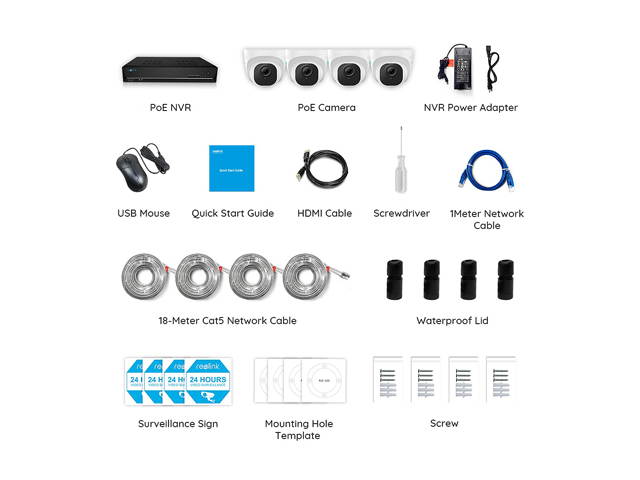 Reolink 4K Ultra HD 8CH POE Security Camera System, 4 x Wired 8MP Outdoor PoE IP Cameras, 8MP 8-Channel NVR with 2TB HDD Video Surveillance System for 24/7 Recording RLK8-800D4