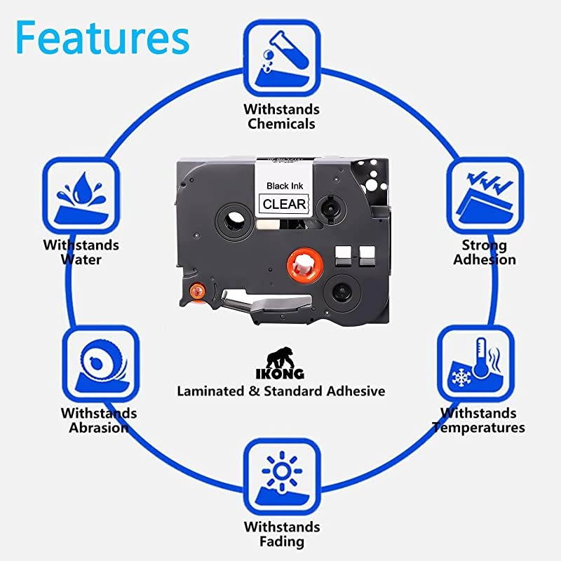Compatible Label Tape Replacement for TZ TZE Black on Clear Standard Laminated Tape 18mm 07 Inch TZE141 TZ141 Compatible with Brother Ptouch PTD400 PTD600 PTD1880 PT1890W Label Maker 4 Pack