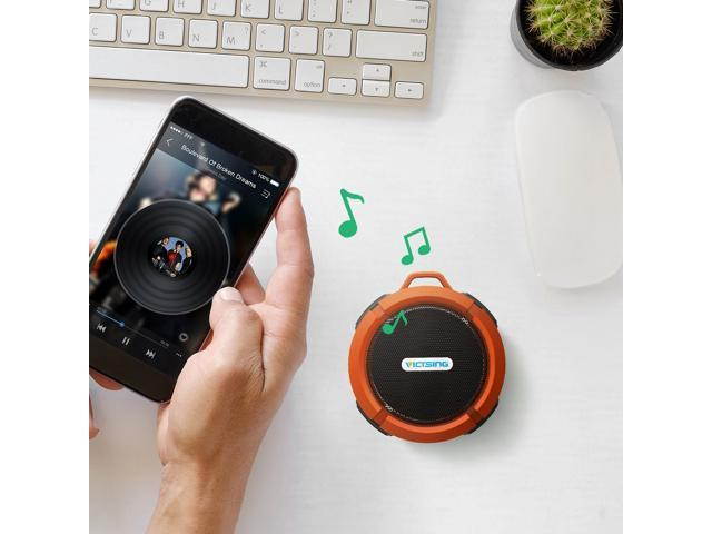 Shower Speaker, Wireless Waterproof Speaker with 5W Driver, Suction Cup, Built-in Mic, Hands-Free Speakerphone---Orange